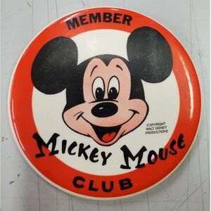 Disney Mickey Mouse vintage Club Red and Black Button